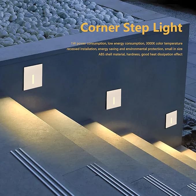 TOPINCN Motion Sensor Step Night Light Hallway Corner Understep Light 3000K LED Stair Light for Home Outdoor Lighting Home Decoration (Gold)