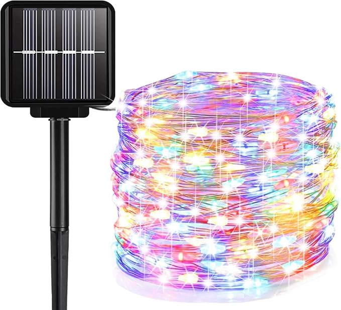 Solar String Lights Outdoor, 66 Feet 200 LEDs 8 Modes Solar Fairy Lights for Outside, Waterproof Outdoor Light for Patio Yard Christmas Tree Halloween Wedding Party Decorations, Colorful