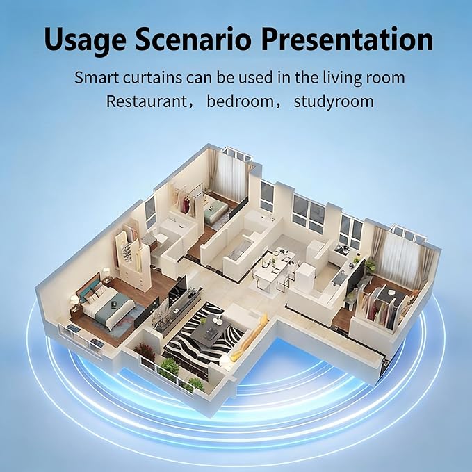 Zigbee Motor for Smart Curtain Track System, No Wiring Required, Automatic Ceiling Curtain Opener, Motorized Curtains with App, Voice, Remote Control, Compatible with Alexa,Google and Siri