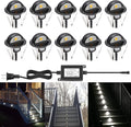 Pack of 10 Deck Garden Mall Step Stair Landscape LED Lights Cold White Low Voltage IP65 Lamp with Transformer