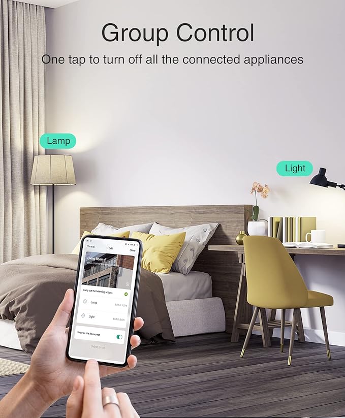 GHome Smart Mini Smart Plug Works with Alexa and Google Home, WiFi Smart Outlet Socket Remote Control Timer Function, Only 2.4GHz Network, No Hub Required, ETL FCC Listed, White