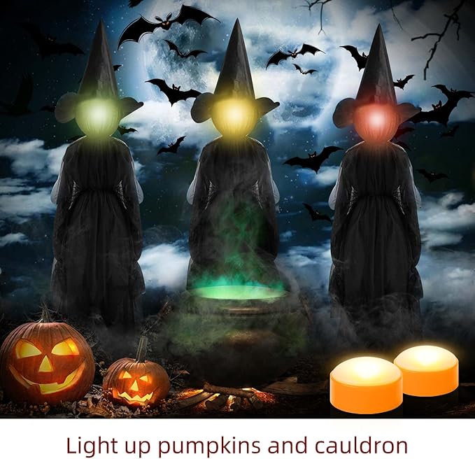 CANDLE IDEA 2 PCS Halloween LED Pumpkin Lights with Remote and Timer, Battery Operated Orange Jack-O-Lantern Light for Halloween Decor, Flameless Candles for Pumpkin Decoration