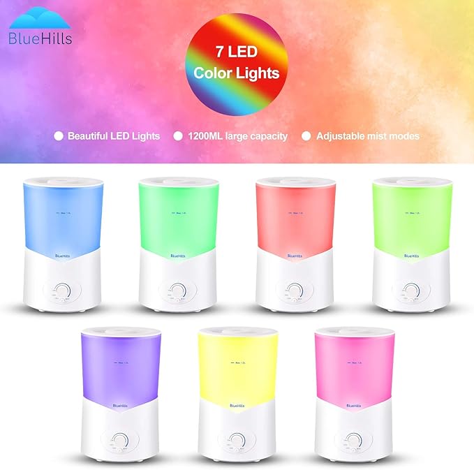 BlueHills Premium Set of Three Large 3000 ML, 2000 ML, and 1000 ML XL Essential Oil Diffusers Humidifier Combo for Large Room Home with Décor LED Lights Great Gift – White