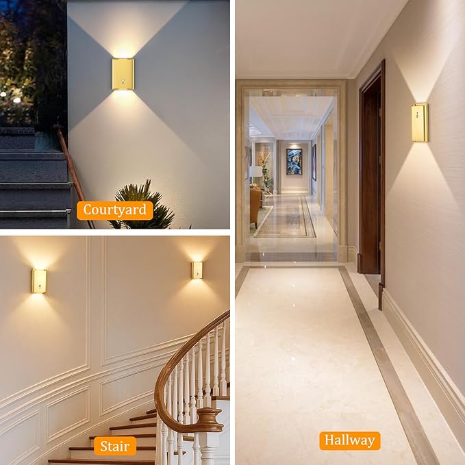 Wireless Adhesive Motion Sensor Wall Light with Remote, 6000mAh Battery Operated 300LM 3CCT Dimmable & Timer - Cordless Wall Sconce for Stair Hallway Bedroom Closet Gold for Renters Elderly Pet Owners