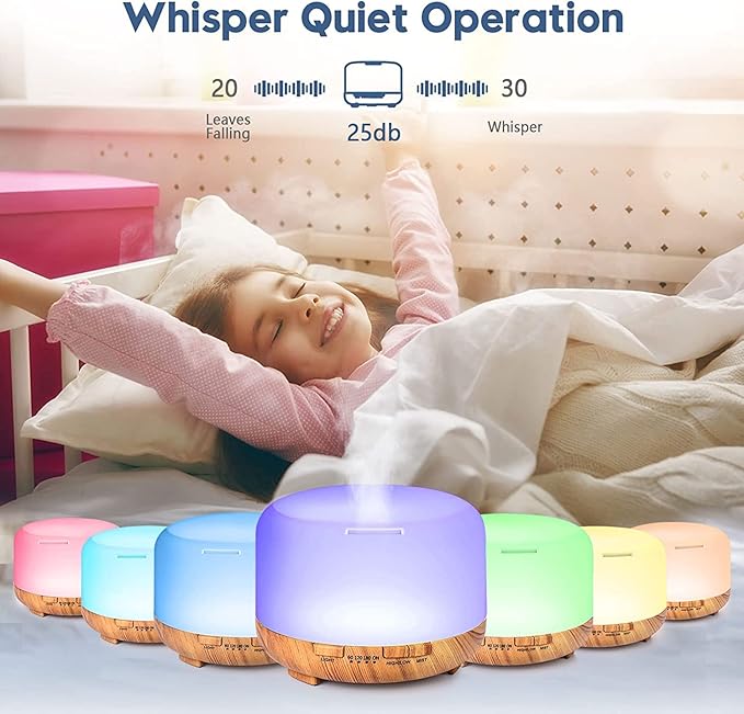 Ultrasonic Essential Oil Diffuser: 500ml Aromatherapy Humidifier Remote Control Large Room - Fragrance Water Vaporizer Aroma Scent Air Mister with Light & Timer Bedroom Office, Black