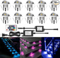10 Pack LED Stair Lights Kit Outdoor 1-2/5" 0.2W-0.4W Low Voltage Waterproof IP65 Multi-Color RGB Recessed Wood LED Deck Lighting Yard Garden Patio Step Landscape Pathway Decor Lamps(RGB)