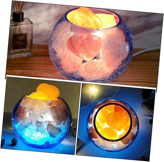 USB Himalayan Rock Night Light for Home Decor Glass Cracked Design for Bedroom Yoga Meditation and Relaxing Ambience