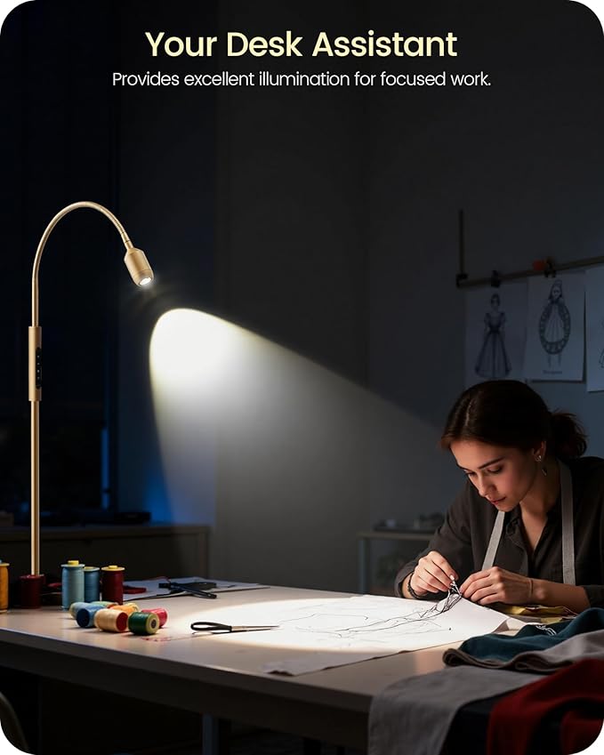 Reading Floor Lamp, 74.2" Tall LED Lamp, with 360° Flexible Gooseneck & Touch & Remote Control, Ajustable Color & Beam, Crafts Standing Lamp, for Reading, Task Craft, Living, WD16LD05