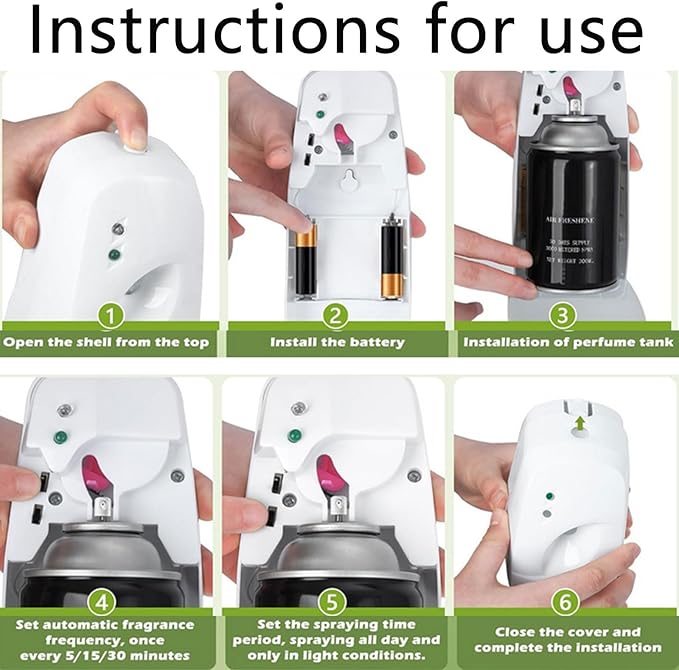 2pcs Automatic Air Freshener Spray Dispenser Commercial and Home Use Wall Mounted or Free Standing Adjustable Fragrance Aerosol Sprayer for Bathroom Hotel Office and Public Area (2pcs)