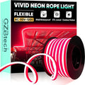 GZBtech Flexible LED Neon Rope Lights 50FT,AC 110-120V Waterproof Strip Light, 120 LEDs/M Cuttable Connectable Neon Lighting for Indoor Outdoor Home Decor/Commercial Building Use-Red 15M, ETL Listed