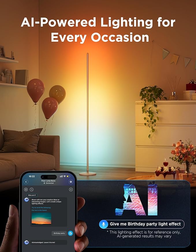 Govee RGBIC Floor Lamp Basic, LED Corner Lamp Works with Alexa, 1000lm Modern Floor Lamp with Music Sync and 16 Million DIY Colors, Color Changing Standing Lamp for Bedroom Living Room