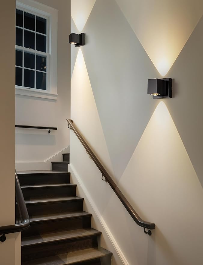 Tubicen Wall Sconces Indoor Hardwired Dimmable Movie Theater Sconces Lighting Square Modern 10W Bright LED Up and Down Wall Lights for Living Room Hallway Stairway 3000K Wide Area Illumination