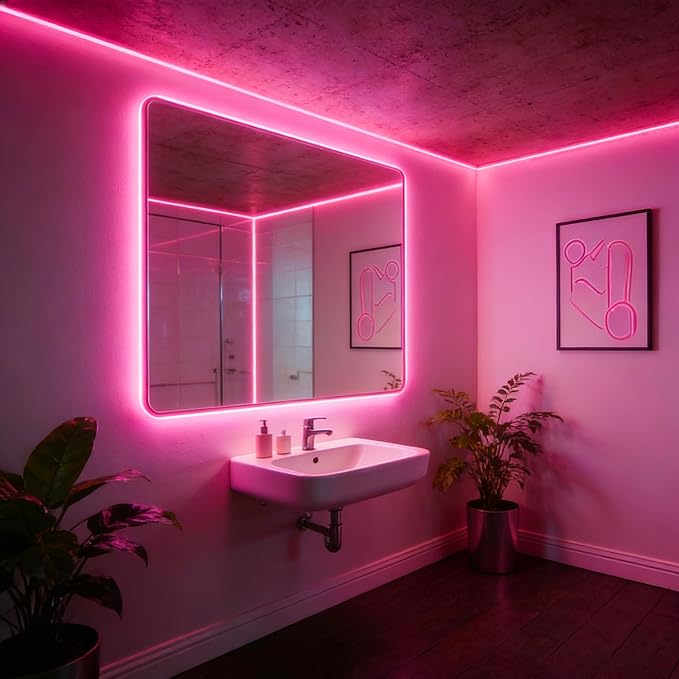 5V USB LED Strip Lights, 3.28FT COB Light Strip Pink, Short LED Strip Light, Flexible Bright 5V Led Strip for Under Cabinet, Kitchen, TV Backlight, Shelves, Displays and TV Lights