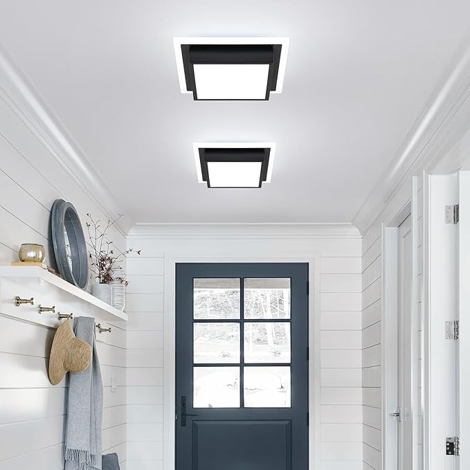 32W Hallway Ceiling Light, Kitchen Ceiling Light, 6000K Cold White Flush Mount Ceiling Lamp, Square Modern LED Lighting Fixtures for Living Room Bedroom Bathroom Kitchen