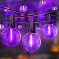 LAMPHOME G40 LED Outdoor Halloween String Lights, 2 Pack 26FT Patio Lights with 12+1 Edison Shatterproof Bulbs(1 Spare), Connectable Outside Lights for Backyard Porch Halloween Christmas Decor, Purple