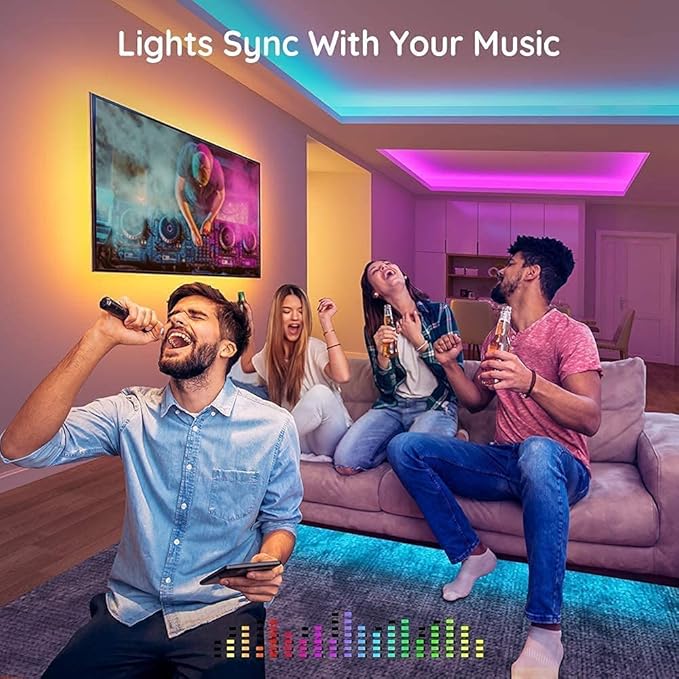 KUMQUAT LED Strip Lights 32.8ft RGB LED Light Strip Music Sync Color Changing LED Tape Bluetooth Flexible Strip Light for Home Kitchen Bedroom TV Bar Party