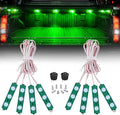 Nilight TR-117-H 8PCS Truck Pickup Bed Light 24LED Green Cargo Rock Lighting Kits with Switch for Van Off-Road Under Car Side Marker Foot Wells Rail, 2 Years Warranty