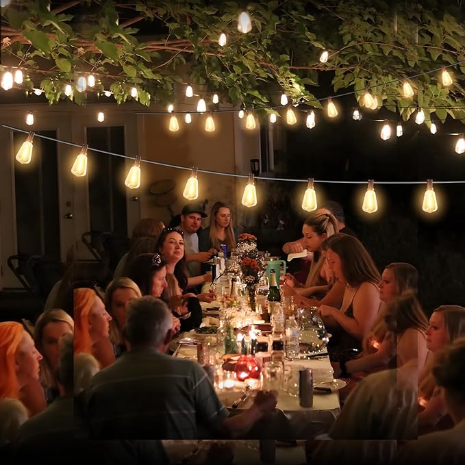 Outdoor String Lights 20FT - LED Waterproof Patio Lights Shatterproof ST38 Edison Bulbs, Connectable Hanging Vintage Lights for Outside Indoor Garden Backyard Deck Porch Party Decor