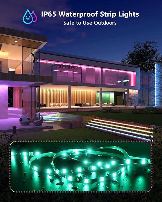 MIHEAL Led Strip Lights Kit 32.8 Ft (10m) 300leds Waterproof 5050 SMD RGB LED Flexible Lights with 44key ir Controller and Power Supply for Home,Kitchen,Trucks,Sitting Room and Bedroom Decoration.