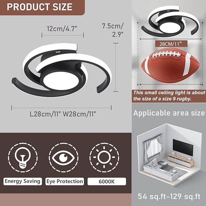 ADISUN Modern LED Ceiling Light,6000K Semi Flush Mount Ceiling Light Fixture,Small Ceiling Lamp for Living Room Bedroom Corridor Aisle Hallway (D11 in*H2.9 in; 33W; No Remote)