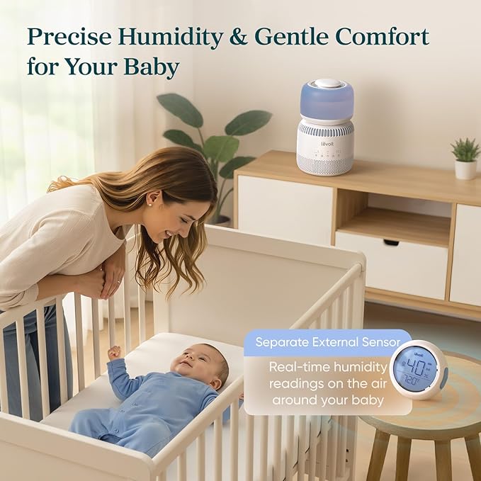LEVOIT Evaporative Humidifiers for Bedroom Baby, Dual Air and Water Filters, Separate Sensor, Blue Light Free for Nursery Nightlight, Auto Dry, Smart Control & Alexa, Auto Mode, 3.8L Tank for 36H