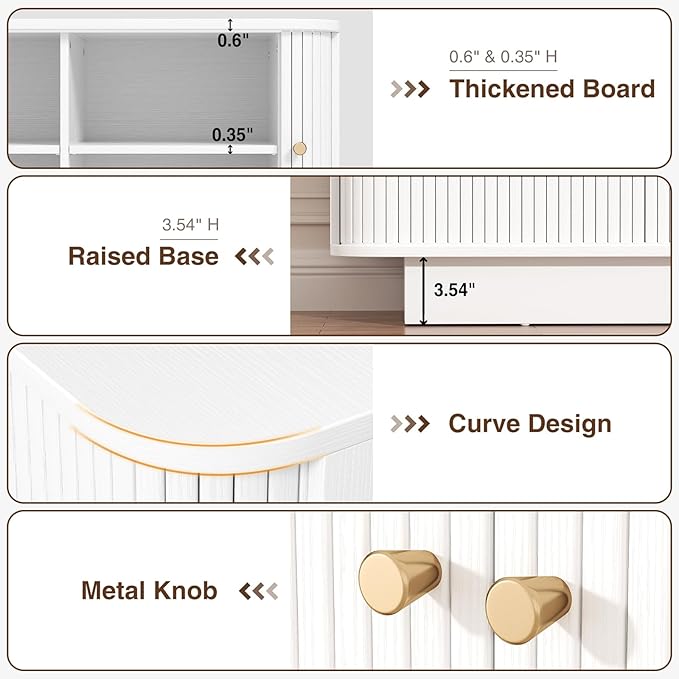 Fluted Shoe Storage Bench, 63" W Long Entryway Bench with Sliding Door, Mud Room Benches with Seat, Upholstered Wooden Rack Organization for Living Room, Apartment, Dorm, Oak, Natural2PCS