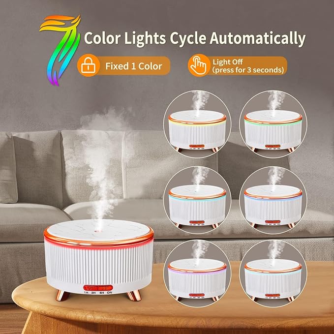 Diffusers for Essential Oils Large Room 500ml, Aromatherapy Diffuser for Home Office with Remote Control, 7 Colorsing Lights,Ultrasonic Aromatherapy Diffuser Humidifier for Livingroom Bedroom