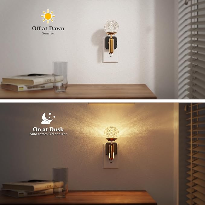 JandCase Night Light, 2 Pack Night Lights Plug into Wall, Color Change RBG Nightlight, Built in Dusk to Dawn Sensor for Hallway Bedroom Stairway