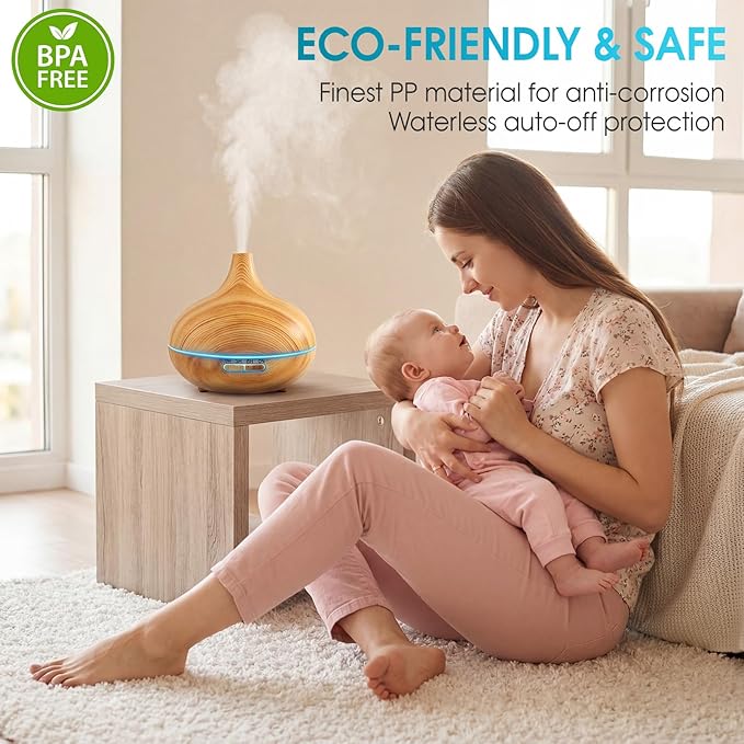 Rechargeable Diffuser for Essential Oils Large Room, 450ml Battery Operated Essential Oil Diffuser with Remote Control, Aromatherapy Oil Diffuser with Timer, 7 Colors Light humidifiers for Home&Office