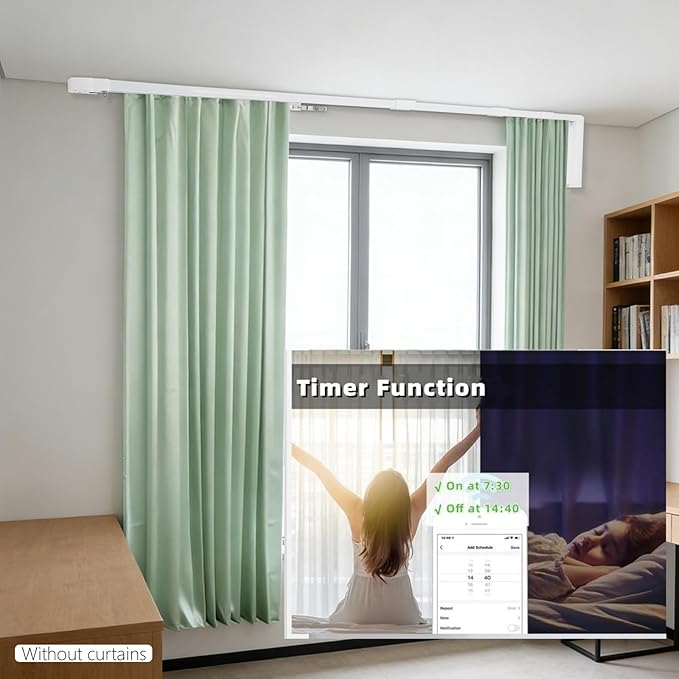 Electric Curtain Track, Retractable Motorized Curtains Rod From 7-10.5ft, Automatic Curtain Opener with Smart/Manual Control, Smart Curtains System for I-Rrail and U-Rail (For 7-10.5ft)