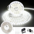 CT CAPETRONIX White LED Strip Light, 32.8 Feet 24 Volt LED Light Strip White, 6000K-6500K Daylight Super Bright LED Tape Light for Bedroom, Kitchen, Closet, Cabinet, Mirror, Indoor（Dimmer Included）