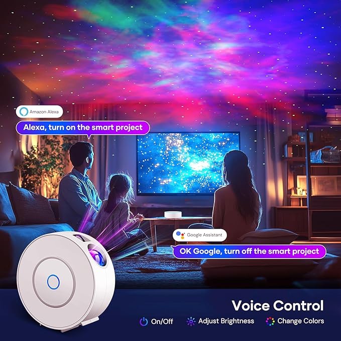 Galaxy Projector, Star Projector for Bedroom Full Ceiling Projected, Smart Control,Timer, Silent LED Night Light for Kids Adults Game Room Party Home Decor (Green Stars)
