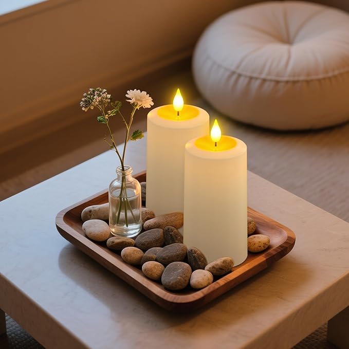 PChero Rechargeable Flameless Candles with Remote & Magnetic Charging Base, Outdoor Waterproof Battery Operated Pillar Candles, 4 Pack LED Fake Candles, Long Lasting, 2.76" D x 5.12" H