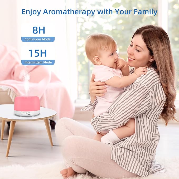 300ML Essential Oil Diffuser, Cool Mist Air Aromatherapy Oil Diffuser with Remote Control, 8 Hour Quiet Home Diffuser, 7 LED Light Colors, Timer,for Small Rooms Bedrooms.