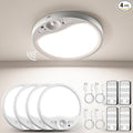 TANBABY 8000mAh Motion Sensor Ceiling Light Indoor with Remote, 3-Color Magnetic Battery Operated Lights, 7'' Super Slim Ceiling Light Adjustable Motion Timer 30s/60s/120s for Closet Shower (4 Pack)