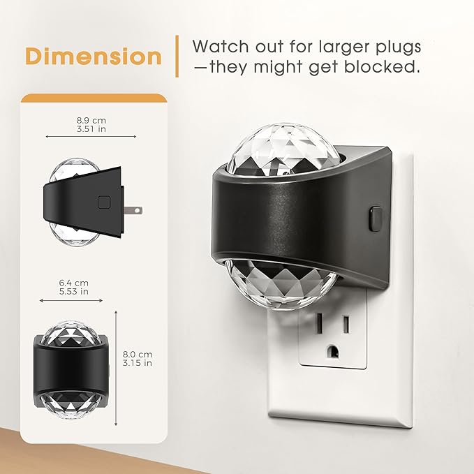 Night Light Plug into Wall, Color Changing Night Light, 3CCT Diamond Design with Galaxy Star Projector, Dusk to Dawn Sensor for Bathroom Bedroom Gaming Room Decor Gift,2 Pack