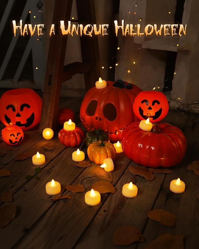 Raycare 100Pack Battery Operated Tea Lights Candles, Long Lasting Fake Candles, Flameless LED Tea Lights, Electric Candle for Wedding, Centerpieces, Home Decor, Halloween, Christmas