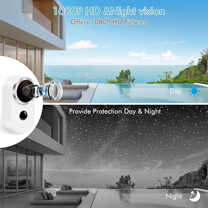 Solar security cameras wireless outdoor, Battery Powered WiFi IP Cameras for Home Security with Night Vision, PIR Motion Detection Alert, 2-way Talk, IP65 Waterproof Live View Dome Surveillance Camera