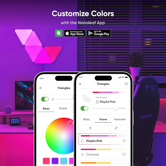 Nanoleaf Shapes LED Lights for Wall, WiFi Smart Home Wall Panel Light RGBW 16M+ Color LED Dimmable Gaming and Home Decor Wall Lights Smarter Kits (Triangles Smarter Kit 7 Pack)