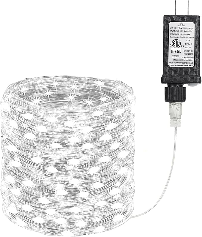 Joomer Fairy String Lights 33FT 100 LEDs Plug in Fairy Lights Indoor Copper Wire String Light DIY for Bedroom, Parties, Wedding, Christmas, Outdoor, Indoor Decoration (White, Non-Connectable)