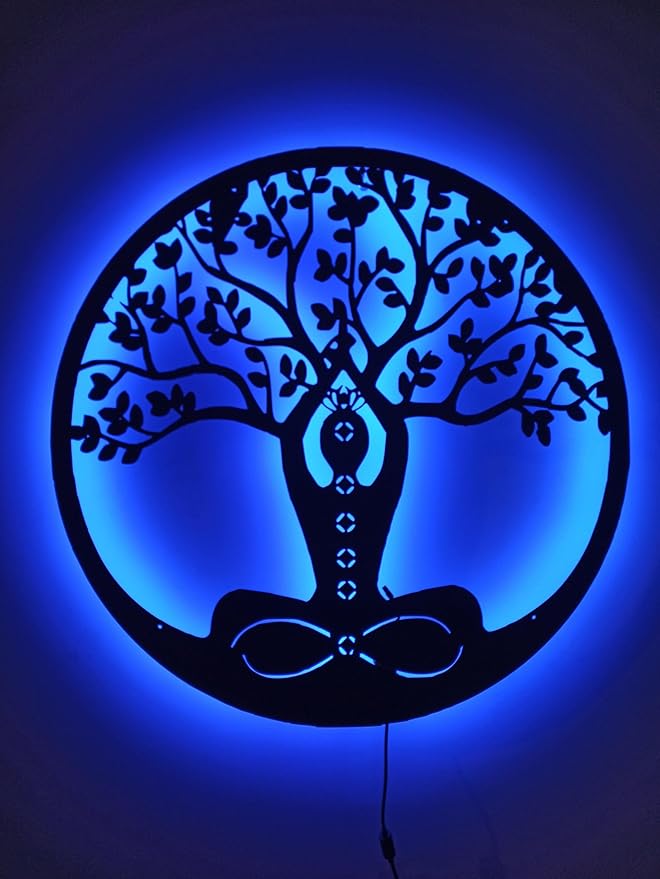 Led Tree Branch Lights For Wall, Meditation Tree Of Life Metal Wall Art With Rgb Led Light, Custom Meditation Wall Decor, Meditation Neon Light Sign, Meditation Gift Decor, 6 inches