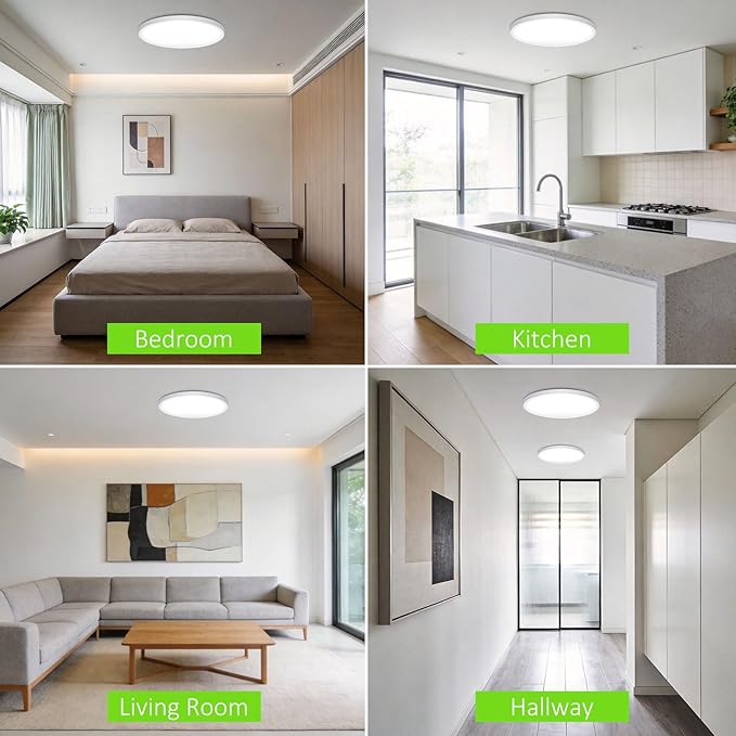 6Pack LED Flush Mount Ceiling Light, 7 Inch 1500LM 15W Thin Round Ceiling Light Fixture, 3000k/4000k/6500k 3 Color Adjustable Ceiling Lamp