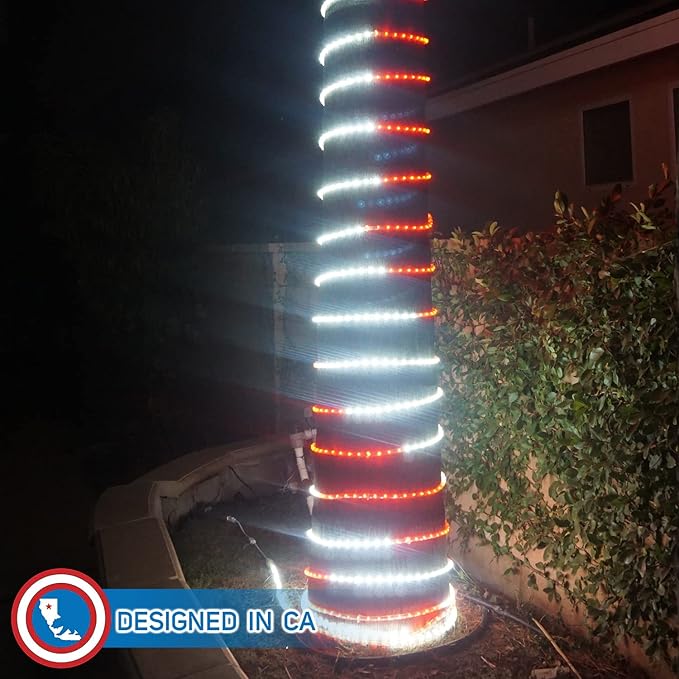 Russell Decor 40ft LED Rope Lights Indoor Outdoor Decorative Lighting for Party Trees Patio Deck Flexible String Lights(Red White)