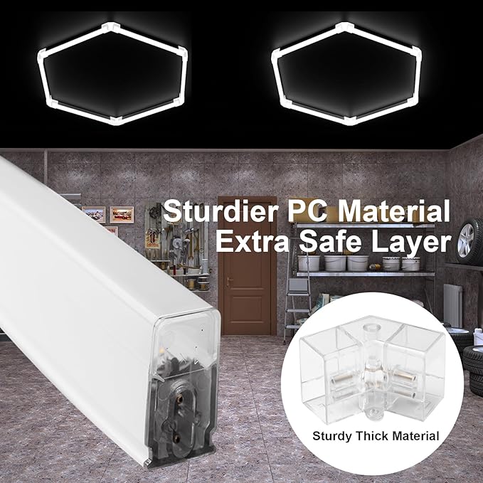Garage Hexagon Lights, 24W 24V 6500K Higher Brightness Hex Garage Lights, Plug and Play, Lightweight DIY Assembly Hexagonal Light for Car Detailing Auto Beauty Shop Decor（with Remote Control）