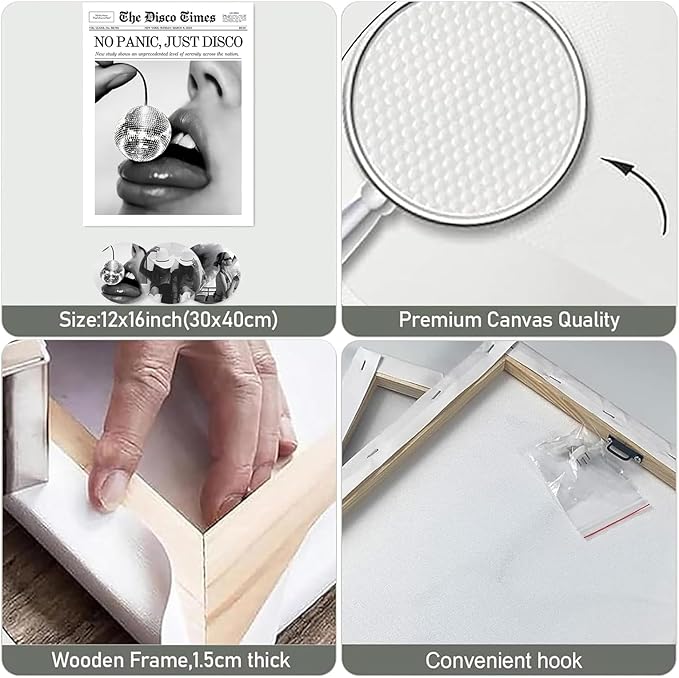 New York Trends Black and White Newspaper Wall Art,12x16In Vintage Healine Canvas Bedroom Wall Decor,Funky Feminist Framed Posters,Do It for The Plot,Bathroom Artwork for Bar Cart Girl Dorm Apartment Decorative,Framed