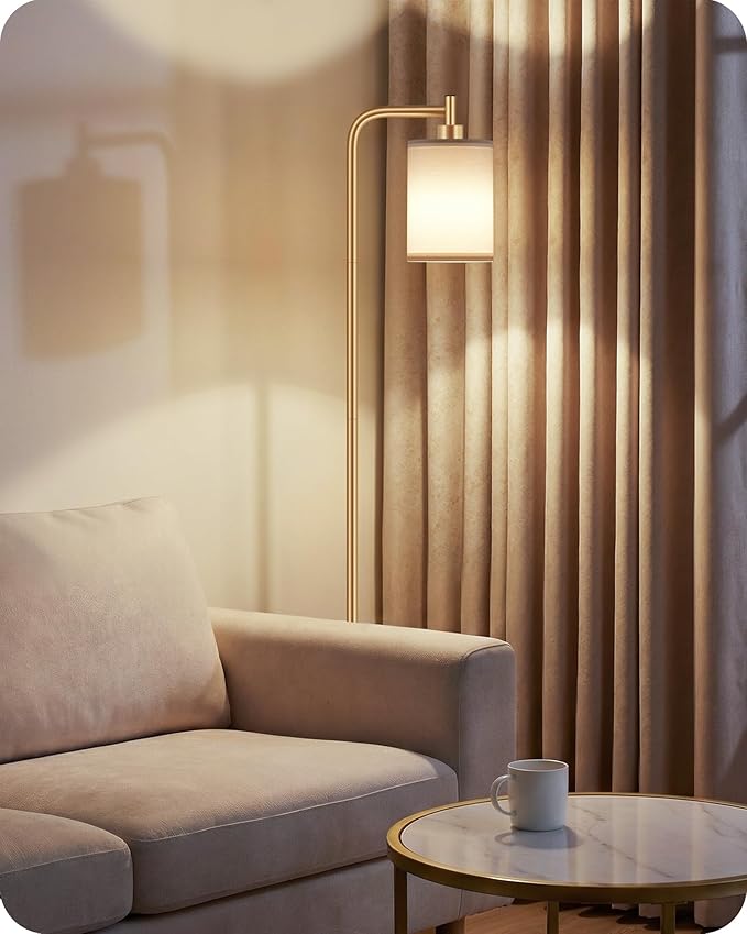 2Pack Dimmable Floor Lamp for Living Room with Remote and Foot Switch, Modern Standing, Corner Lamp,10W Bulb 3 Color Temperatures, for Bedroom, Office, ETL Listed, Gold and White DCW19LDP205