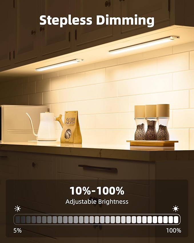 EZVALO Under Cabinet Lights, 14.5i'' Motion Sensor Light Indoor Dimmable, 4000mAh Rechargeable Closet Lights 3500K with Remote Control, Wireless Under Counter Light for Kitchen,Cabinet,Bedroom(4Pcs)