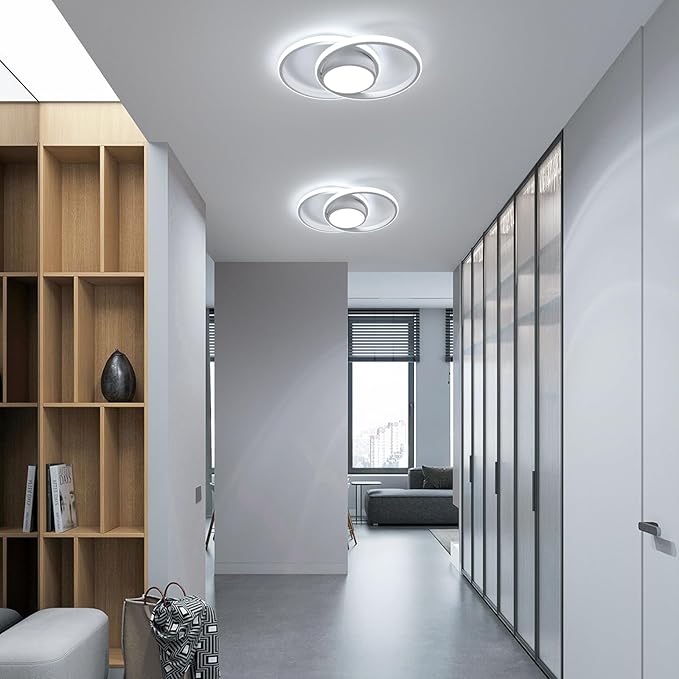 AUA LED Modern Ceiling Light, 39W 6500K Round Ceiling Lights Fixture, 15.7" for Hallway, Kitchen, Bedroom, Dining Room, Entryway, White