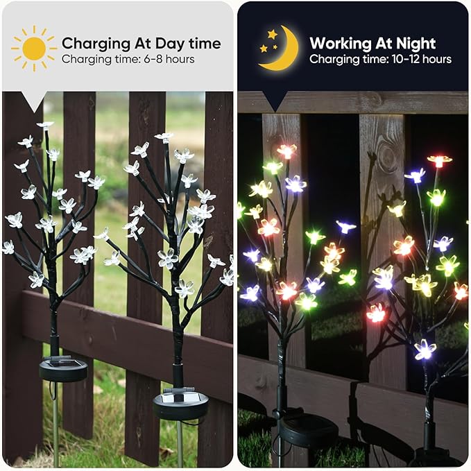 Solar Garden Lights Garden Decor, Solar Flowers Outdoor Decorative,2Pack 40LED Fairy Solar Lights Outdoor Waterproof Outside Yard,Patio,Pathway Decorations,Gardening Gifts for Women Mom