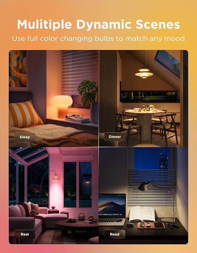 Govee Smart Light Bulbs, WiFi & Bluetooth Color Changing Light Bulbs, Music Sync, 16 Million DIY Colors RGBWW Color Lights Bulb, Work with Alexa, Google Assistant Home App, 800 Lumen, 2 Pack